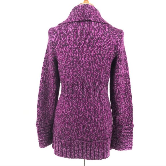 Lole Purple Heathered Toggle Button Long Sleeve Open Front Sweater Cardigan sz - Picture 5 of 8